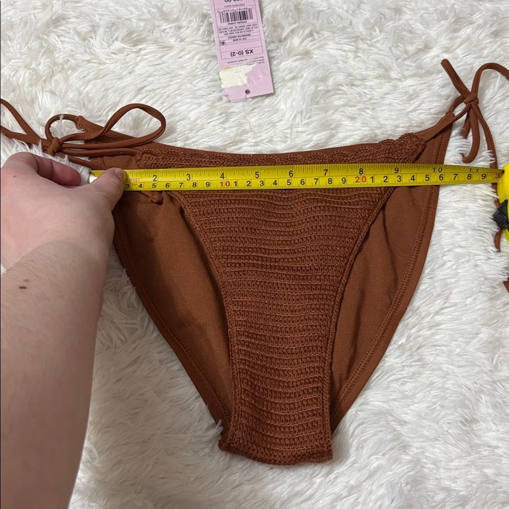 NWT Wild Fable Brown Low Rise High Leg Cheeky Swim Bottoms Only XS
